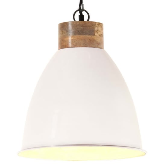 Industrialna lampa wisząca, białe żelazo i drewno, 35 cm, E27 vidaXL