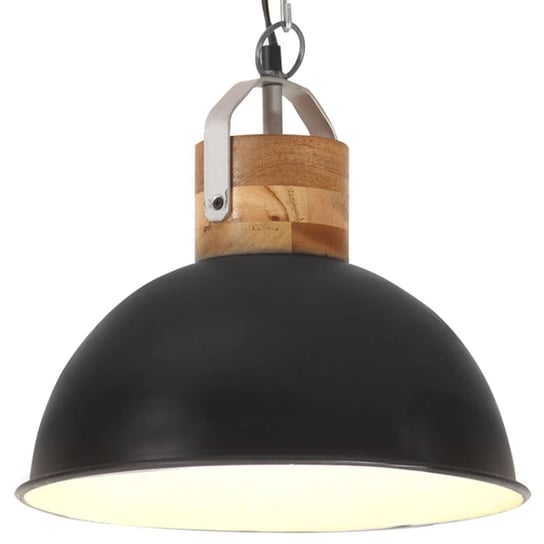 Industrialna lampa wisząca, czarna, okrągła, 32 cm, E27, mango vidaXL