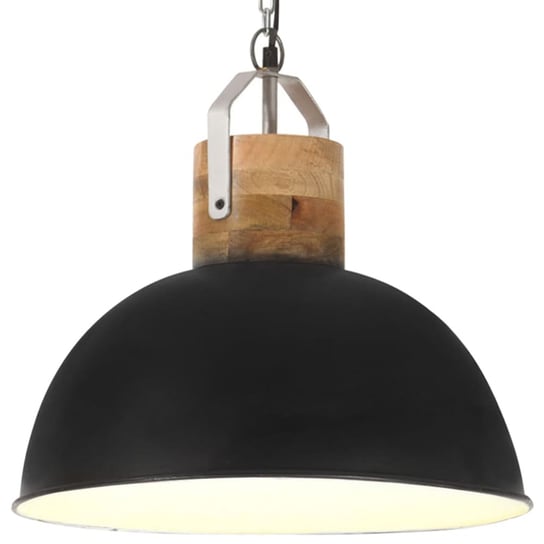 Industrialna lampa wisząca, czarna, okrągła, 42 cm, E27, mango vidaXL