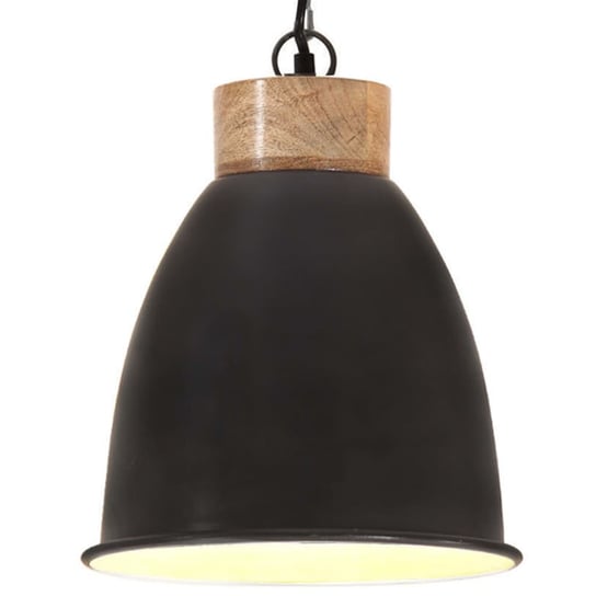 Industrialna lampa wisząca, czarne żelazo i drewno, 23 cm, E27 vidaXL