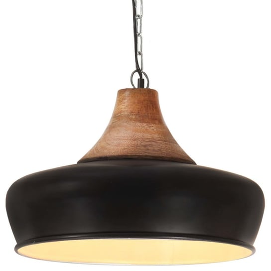 Industrialna lampa wisząca, czarne żelazo i drewno, 26 cm, E27 vidaXL