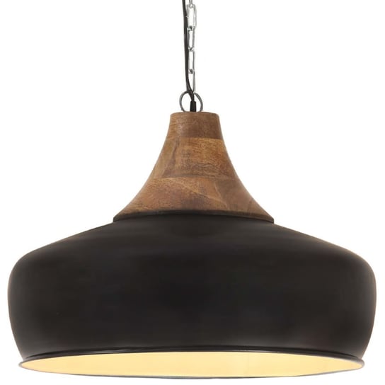 Industrialna lampa wisząca, czarne żelazo i drewno, 35 cm, E27 vidaXL