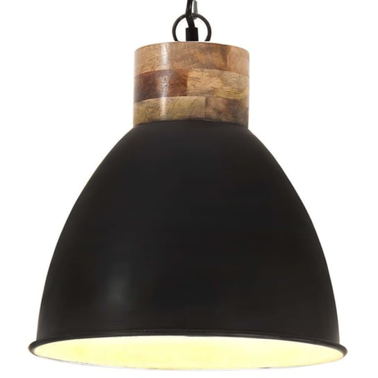 Industrialna lampa wisząca, czarne żelazo i drewno, 46 cm, E27 vidaXL