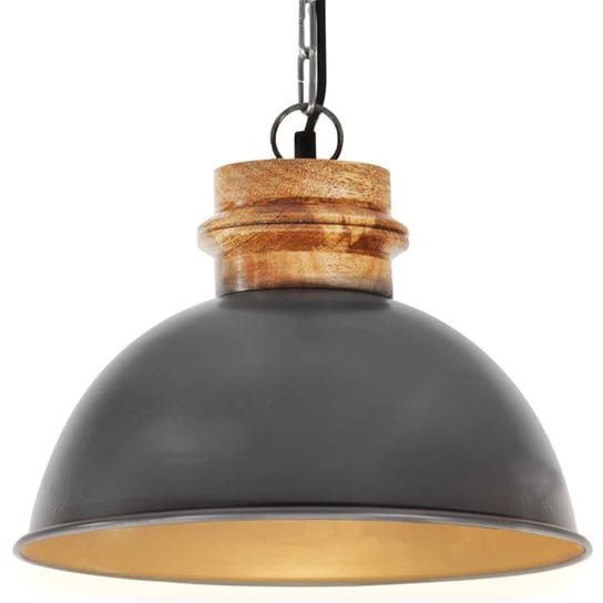 Industrialna lampa wisząca, szara, okrągła, 32 cm, E27, mango vidaXL