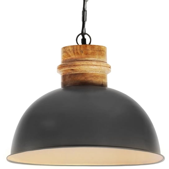 Industrialna lampa wisząca, szara, okrągła, 42 cm, E27, mango vidaXL