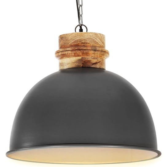 Industrialna lampa wisząca, szara, okrągła, 50 cm, E27, mango vidaXL