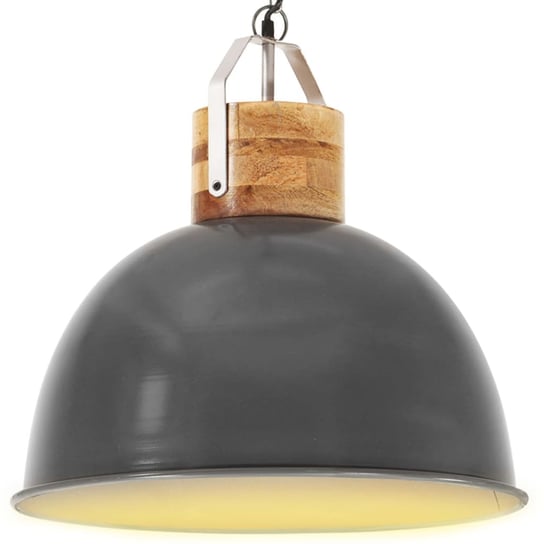 Industrialna lampa wisząca, szara, okrągła, 51 cm, E27, mango vidaXL
