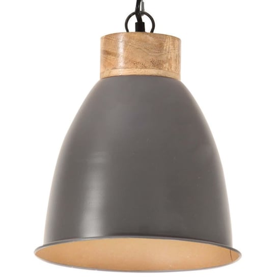 Industrialna lampa wisząca, szare żelazo i drewno, 23 cm, E27 vidaXL