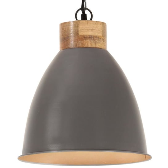 Industrialna lampa wisząca, szare żelazo i drewno, 35 cm, E27 vidaXL