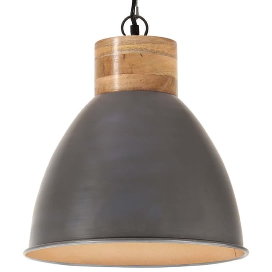 Industrialna lampa wisząca, szare żelazo i drewno, 46 cm, E27 vidaXL
