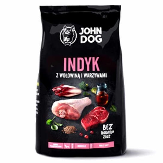 Indyk z wołowiną i warzywami dla psa JOHN DOG, 12 kg John Dog