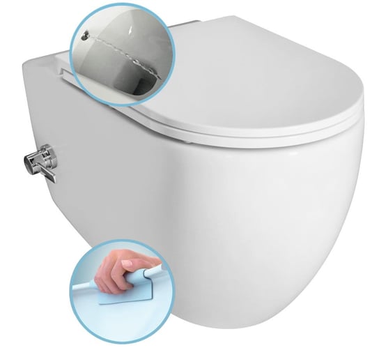 INFINITY CLEANWASH WC wiszące Rimless, z dyszą bidetową i zintegrowaną baterią, 36,5x53 cm, biały Inna marka