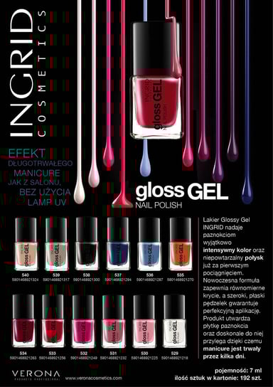 Ingrid, Gloss Gel, żelowy lakier do paznokci 537, 7 ml Ingrid