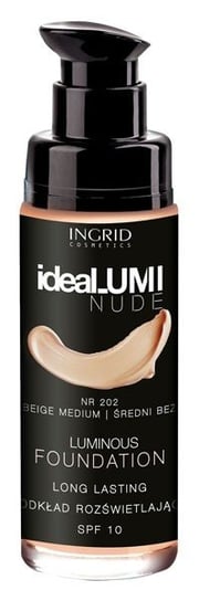 Ingrid, IdeaLumi Nude, podkład do twarzy rozświetlający 202, SPF 10, 30 ml Ingrid
