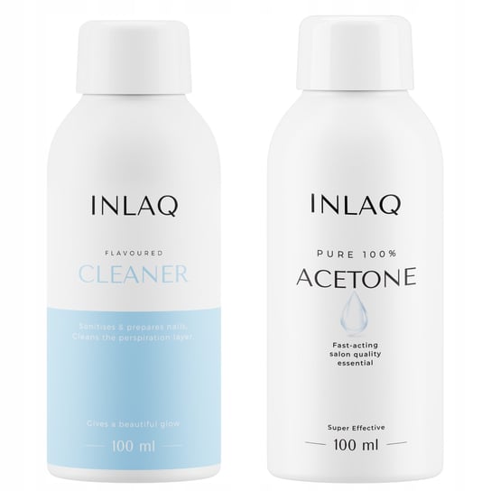 INLAQ Cleaner + Aceton 100% Pure 2x 100ml Zmywacz i Odtłuszczacz do Hybryd INLAQ