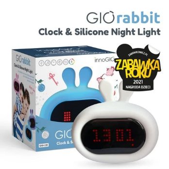 InnoGIO Silikonowa lampka nocna z budzikiem GIOrabbit Innogio