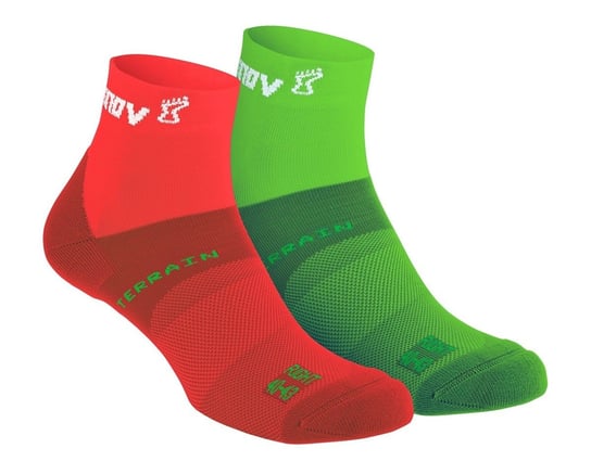 Inov-8, Skarpety dwupak, All Terrain Sock Mid, zielono-czerwone, rozmiar 44-47 inov-8