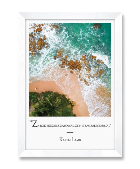 Inspirujący obraz plakat grafika ścienna motyw morza do łazienki Karen Lamb biała rama 23,5x32 cm iWALL studio