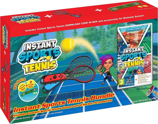 Instant Sports Tennis Bundle, gra + 2 rakiety tenisowe, nakładki na joy-con, Nintendo Switch Just For Games
