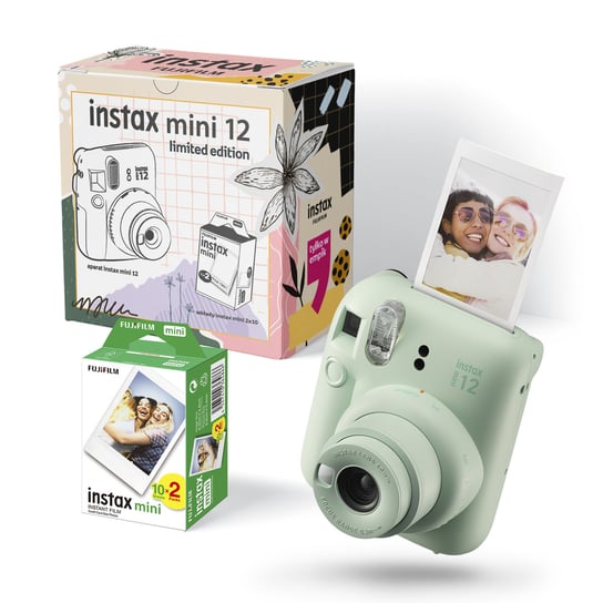 Instax-FUJIFILM, zestaw: Aparat do fotografii natychmiastowej Mini 12 Zielony+ Wkłady 20 Szt Instax-FUJIFILM