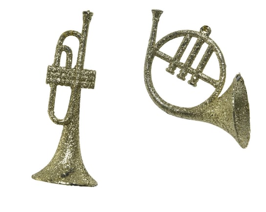 Instrument na choinkę trąbka świąteczna złota Kaemingk