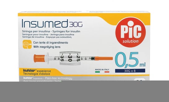 Insumed, strzykawka insulinowa 0,5 ml, 30G x 8 mm, 30 sztuk Pikdare