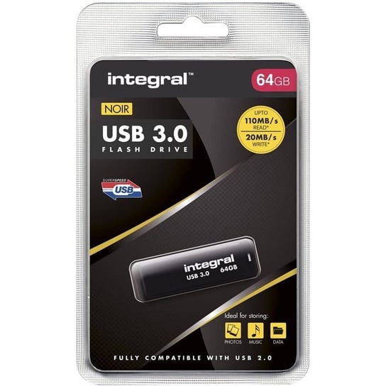 Integral Noir - Pendrive 64GB USB 3.0 (Czarny) Forcetop