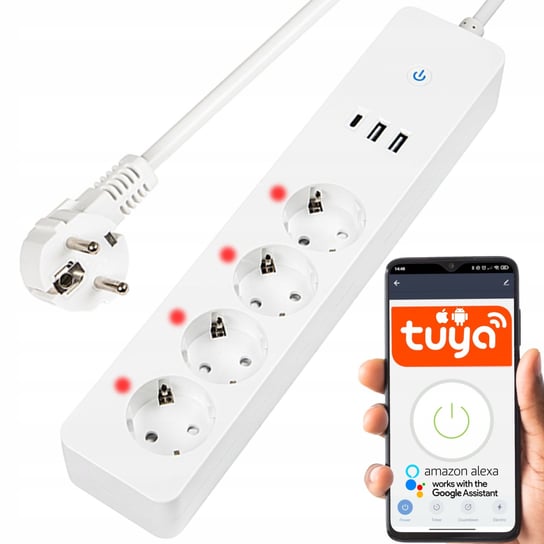 INTELIGENTNA LISTWA ZASILAJĄCA PRZEDŁUŻACZ 4 GNIAZDA 2x USB USB-C WiFi TUYA Blow