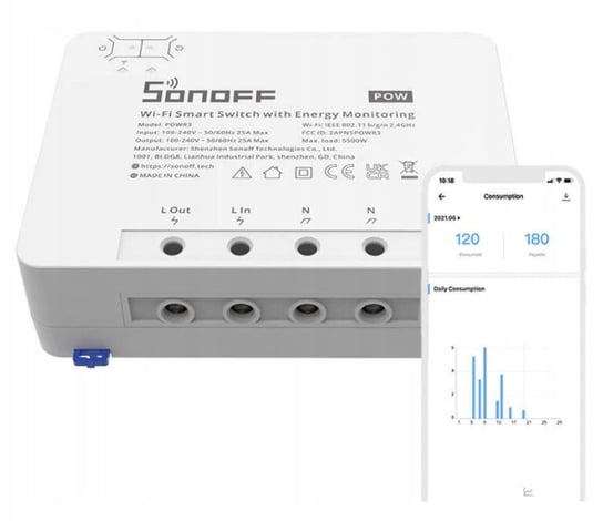 Inteligentny Sterownik Sonoff POW R3 WiFi 25A 5500 Sonoff