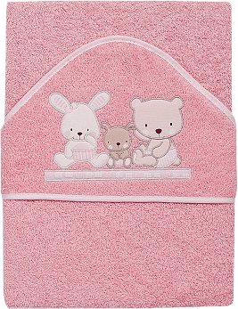 Interbaby, Ręcznik dla dziecka frotte Love, 100x100 cm, Różowy Interbaby