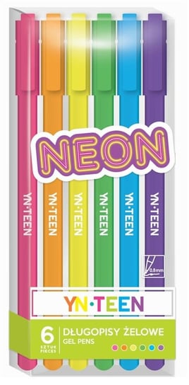 Interdruk, Długopisy żelowe, 6 neonowych kolorów YN-TEEN