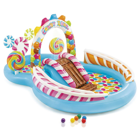 Intex, basen dziecięcy, pompowany, wodny plac zabaw, Candy, 130x191x295cm Intex
