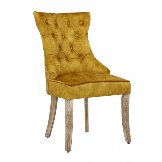INVICTA krzesło CASTLE żółte - aksamit, drewno, metal Invicta Interior