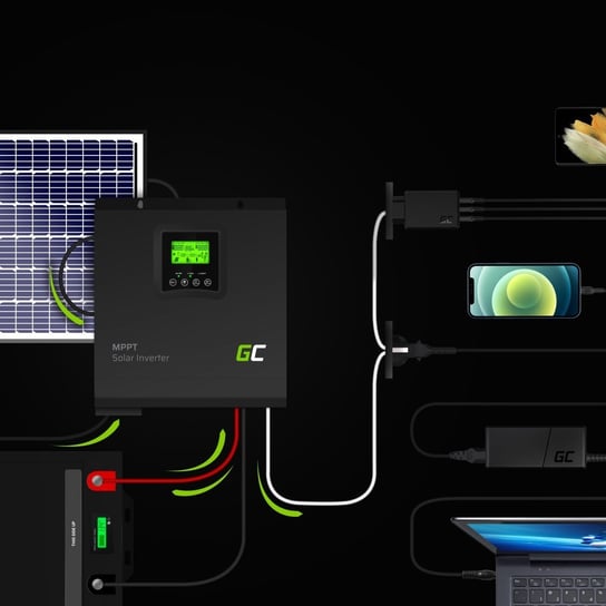 Inwerter Solarny Falownik Off Grid Z Ładowarką Solarną Mppt Green Cell 24Vdc 230Vac 3000Va/3000W Czysta Sinusoida Green Cell