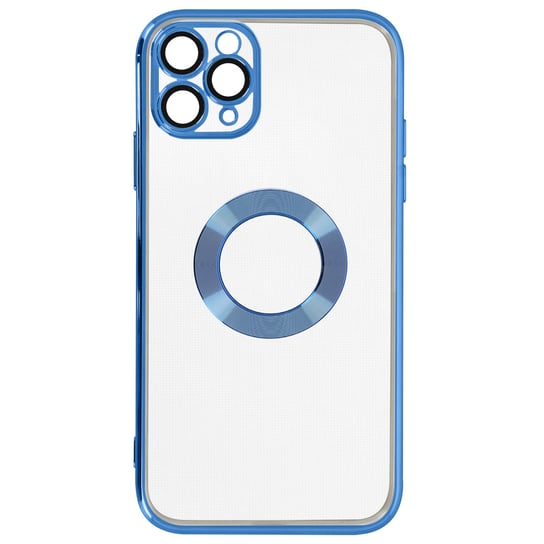 IPhone 11 Pro Max Silikonowe etui Ochrona aparatu Niebieskie chromowane kontury Avizar