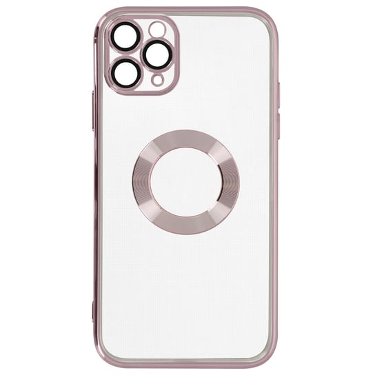 IPhone 11 Pro Max Silikonowe etui Ochrona aparatu Różowy chromowany kontur Avizar