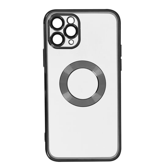 IPhone 11 Pro Silikonowe etui z ochroną aparatu, czarne, chromowane kontury Avizar