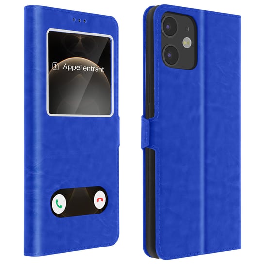 iPhone 12 Mini Case Podstawka wideo z podwójnym okienkiem, niebieska Avizar