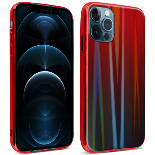 iPhone 12 Pro Max Cover Case Jasny, holograficzny design – kolekcja Aurora, czerwony Avizar