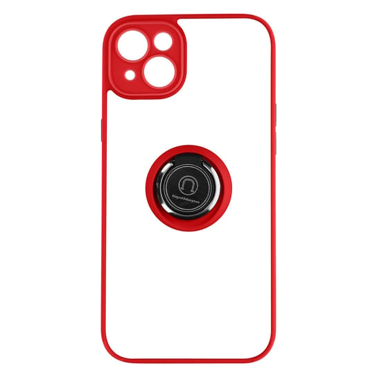 iPhone 14 Plus Etui z dwóch materiałów, metaliczny pierścień, stojak na wideo, czerwony Avizar