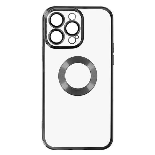 iPhone 14 Pro Etui Elastyczny blok aparatu Przezroczysty czarny chromowany kontur Avizar