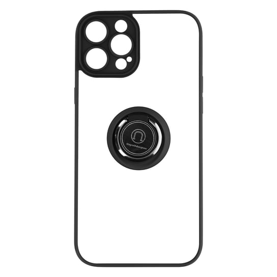 iPhone 14 Pro Etui Podstawka wideo z dwóch materiałów z metalicznym pierścieniem, czarna Avizar