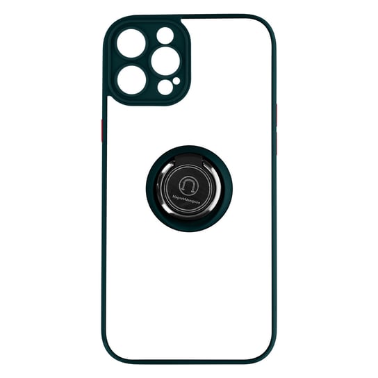 iPhone 14 Pro Etui Podstawka wideo z dwóch materiałów z metalicznym pierścieniem, zielona Avizar