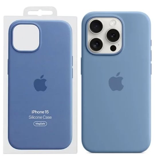 iPhone 15 Silicone Case with MagSafe - Winter Blue Apple