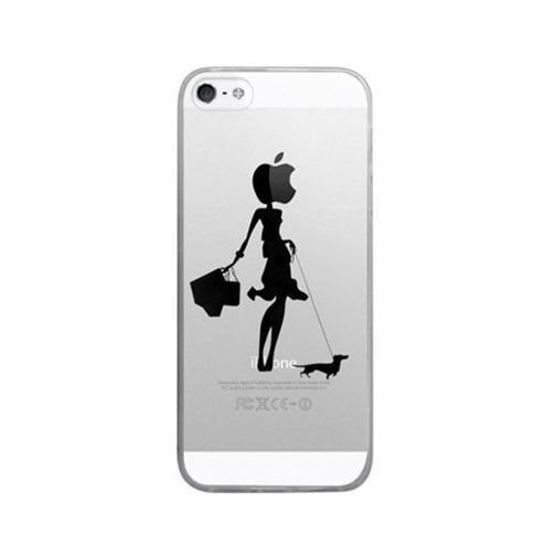 iPhone 6, 6s ultra slim, silikonowe, przezroczyste, kobieta z psem EtuiStudio
