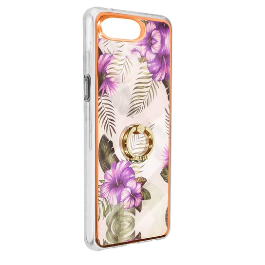 iPhone 8 Plus / 7 Plus Etui Bi-materiał Pierścień wspierający Fioletowy wzór kwiatów Avizar