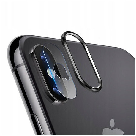 iPhone X Hartowane szkło na Tylny aparat z ramką Alu EtuiStudio