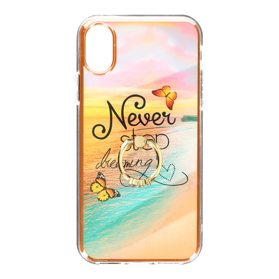 iPhone X / XS Etui Bi-materiałowe pierścienie wspierające Orange Beach Design Avizar