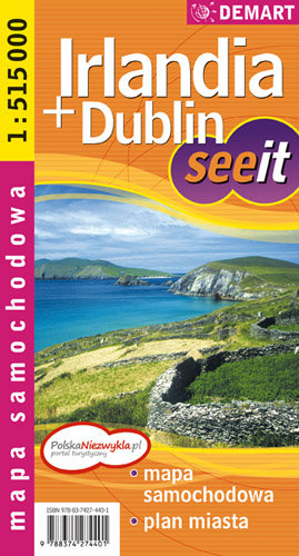 Irlandia + Dublin. Mapa samochodowa 1:515 000 Wydawnictwo Demart