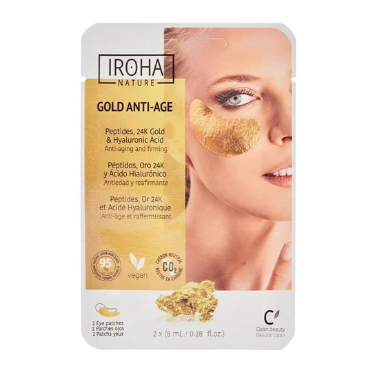 Iroha Nature, Gold Anti-Age Patches, Ujędrniające płatki pod oczy z 24k złotem i kwasem hialuronowym, 2 szt. Iroha Nature